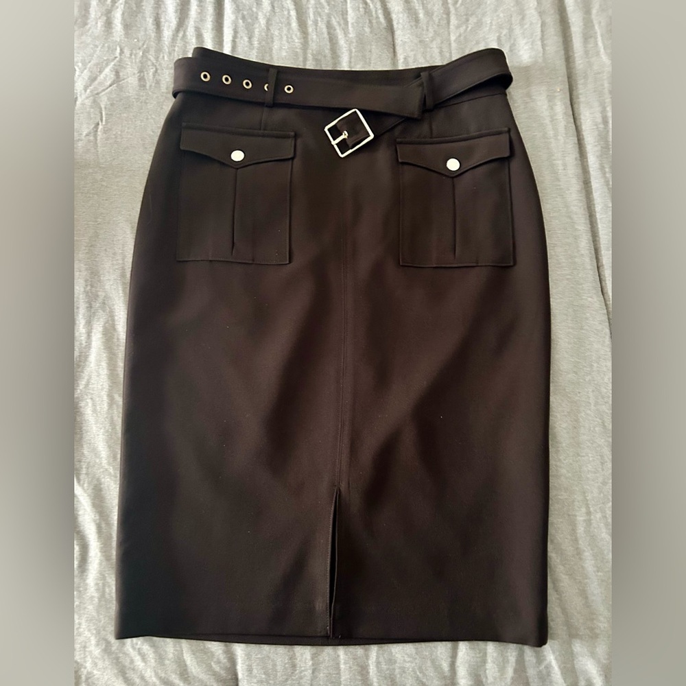 White House Black Market Black Cargo Pocket Midi Skirt